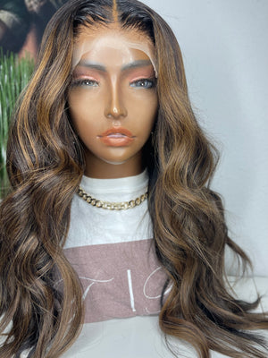 Ash Brown Custom Highlighted Lace Closure Unit