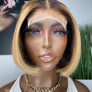 Custom Coloured Blonde Lace Closure Bob Unit