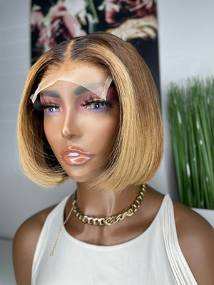 Custom Coloured Blonde Lace Closure Bob Unit