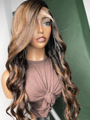 Brown Highlighted Closure Unit - TaiwoLove Touch