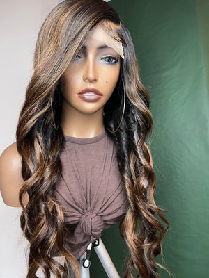 Brown Highlighted Closure Unit - TaiwoLove Touch