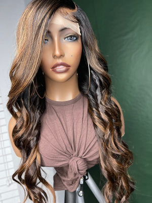Brown Highlighted Closure Unit - TaiwoLove Touch