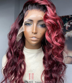 Burgundy 13x4 Lace Frontal Hair Unit - TaiwoLove Touch