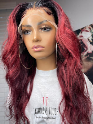 Burgundy 13x4 Lace Frontal Hair Unit - TaiwoLove Touch