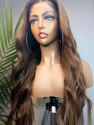 Custom Coloured & Highlighted Lace Closure Unit - TaiwoLove Touch