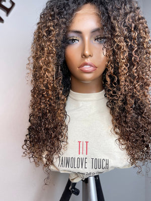 Custom Highlighted Kinky Curly Lace Closure Unit - TaiwoLove Touch