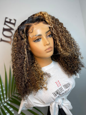 Custom Highlighted Kinky Curly Lace Closure Unit - TaiwoLove Touch