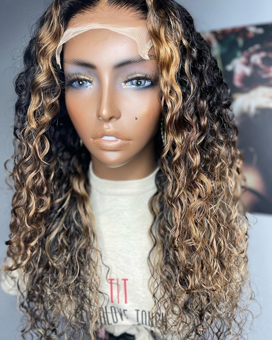 Highlighted Loose Curly Hair Lace Closure Unit - TaiwoLove Touch