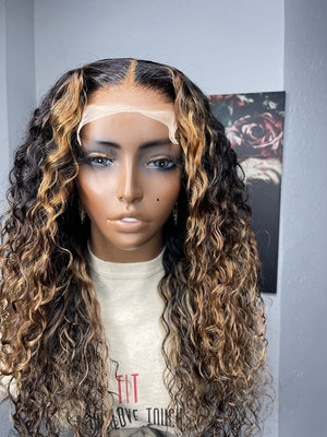 Highlighted Loose Curly Hair Lace Closure Unit - TaiwoLove Touch