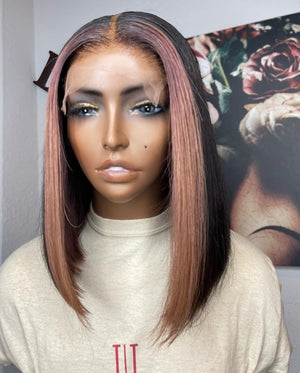 Highlighted Straight Hair Lace Closure Bob Unit - TaiwoLove Touch