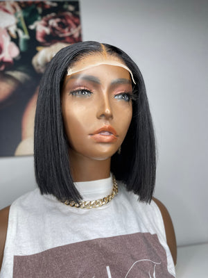 Jet Black Straight Hair 4x4 Lace Closure Bob unit