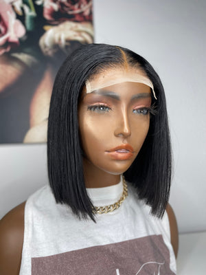 Jet Black Straight Hair 4x4 Lace Closure Bob unit