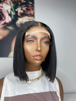 Jet Black Straight Hair 4x4 Lace Closure Bob unit