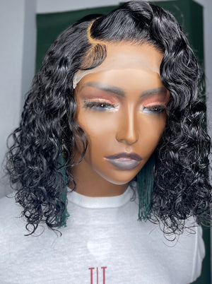 Jet Black Deep Wave Hair Lace Closure Unit