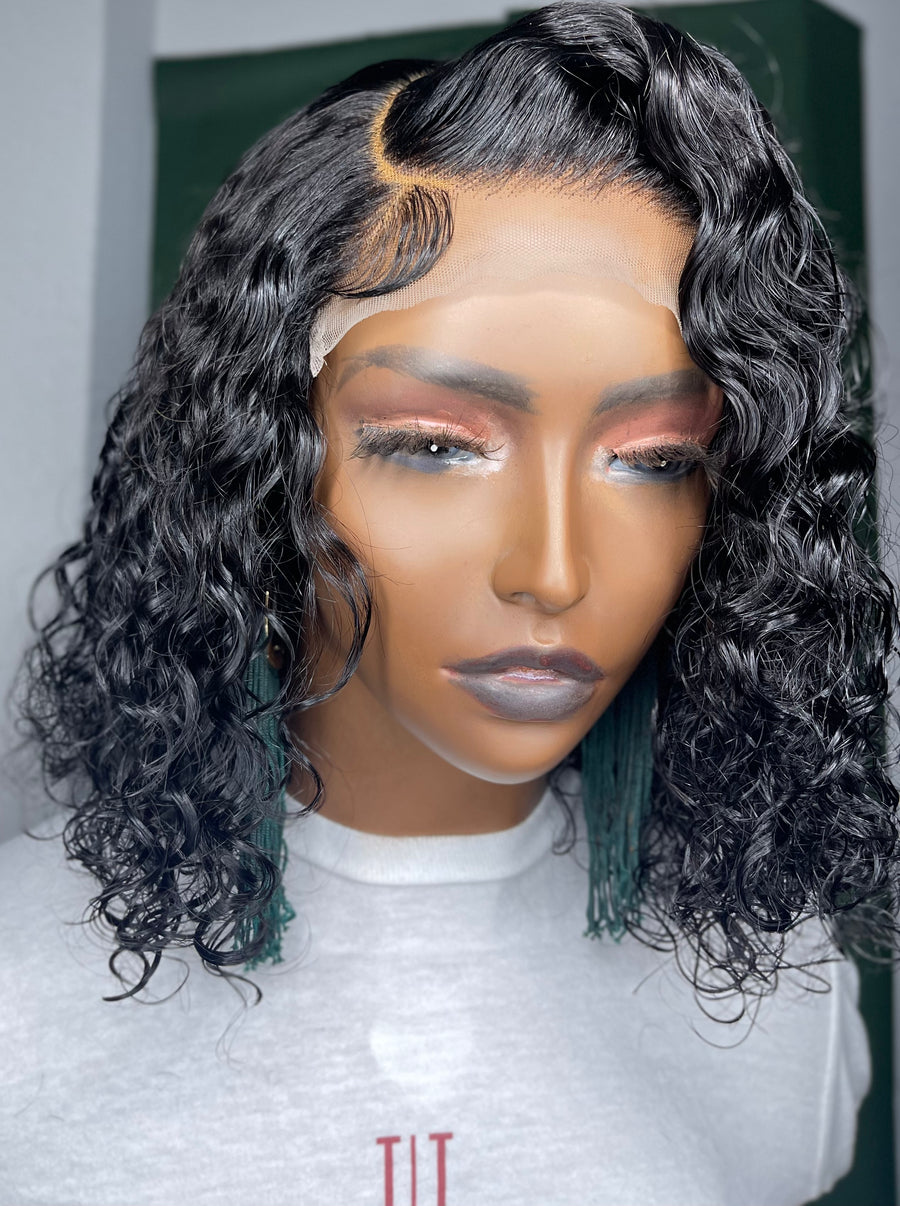 Jet Black Deep Wave Hair Lace Closure Unit