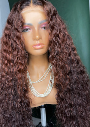 Custom Coloured Water Wave Hair 5x5 Lace Closure Unit