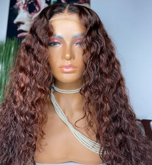 Custom Coloured Water Wave Hair 5x5 Lace Closure Unit