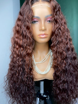 Custom Coloured Water Wave Hair 5x5 Lace Closure Unit