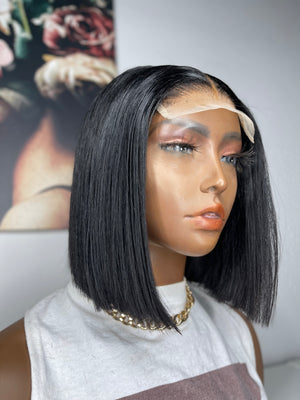 Jet Black Straight Hair 4x4 Lace Closure Bob unit