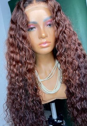 Custom Coloured Water Wave Hair 5x5 Lace Closure Unit
