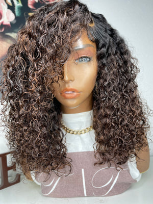 Custom Highlighted Soft Brown Curly Hair Lace Closure Unit