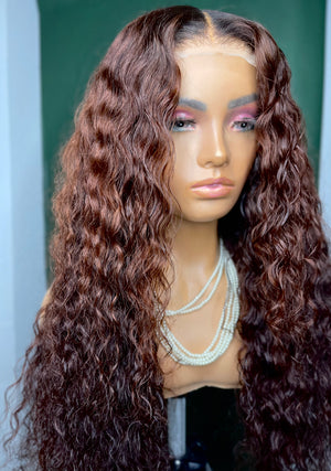 Custom Coloured Water Wave Hair 5x5 Lace Closure Unit