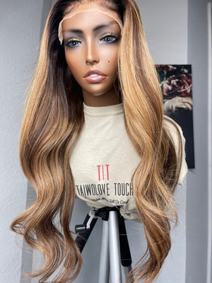 Beige Blonde Custom Coloured Body Wave Hair Lace Closure Unit
