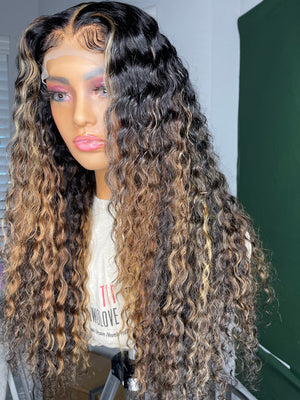 Highlighted Deep Wave Hair 5x5 Lace Closure Unit